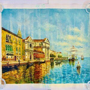 Vintage "Grand Canal Venice", Genuine Oil Painting, (Not a Print)